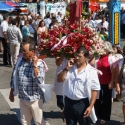Local groups parade the Virgin Mary from the chapel in Nadadouro