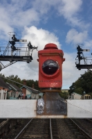 Red lamps and Signals at railway at Grosmont
