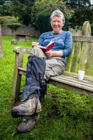 Di outside Church of St Mary at Bolton on Swale.