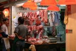 Meat stall at local market in Hong Kong